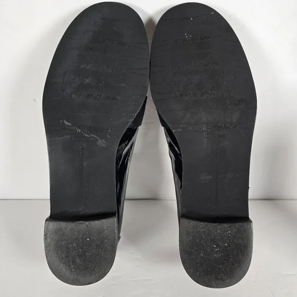 Stuart Weitzman Black Payent Leather With Grosgrain Ribbon Detail Loafers Size 8 - Picture 7 of 8